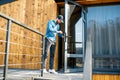 Man repairing door lock Royalty Free Stock Photo