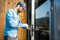 Man repairing door lock Royalty Free Stock Photo