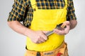 Workman with tool belt Royalty Free Stock Photo