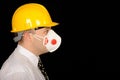 Workman wearing mask