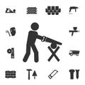 workmanship with a saw icon. Detailed set of construction materials icons. Premium quality graphic design. One of the collection i