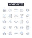 Workmates line icons collection. Break, Pause, Halt, Rest, Intermission, Breather, Suspension vector and linear