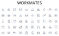 Workmates line icons collection. Transportation, Commuting, Rail, Train, Subway, Metro, Commute vector and linear