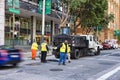 Pothole asphalt repair in San Francisco Royalty Free Stock Photo