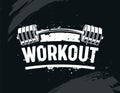 Workout Banner, Exercise in Gym with Barbell, Body Training, Creative Bodybuilding and Fitness Motivation Concept