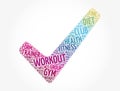 WORKOUT check mark word cloud collage, fitness, health concept background Royalty Free Stock Photo