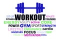 Workout dumbell tag word cloud concept Royalty Free Stock Photo