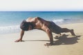 Workout exercise concept. Healthy Handsome Active Man With Fit Muscular Body Doing Push Ups Exercises. Sporty Athletic Royalty Free Stock Photo