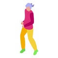 Workout female run icon isometric vector. Fit pensioner outdoor