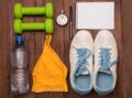 Workout and fitness dieting copy space diary. Healthy lifestyle concept. Royalty Free Stock Photo