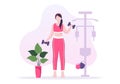 Workout Gym People Exercising Lifting Dumbbells and Weight, Jogging on Treadmill, Sport, Wellness or Fitness in Flat Illustration