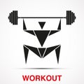 Workout logo with triangle man. Vector