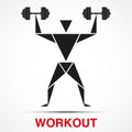 Workout logo with triangle man. Vector