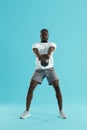 Workout. Man doing kettlebell swing exercise, sports training Royalty Free Stock Photo