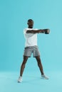 Workout. Man doing kettlebell swing exercise, sports training Royalty Free Stock Photo