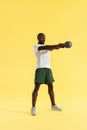 Workout. Man doing kettlebell swing exercise, sports training Royalty Free Stock Photo