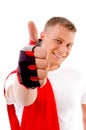 Workout - man with thumbs up at gym Royalty Free Stock Photo