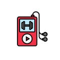 Workout music playlist icon. music player with dumbbell symbol for listening song in the gym illustration. simple graphic