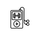 Workout music playlist icon. music player with dumbbell symbol for listening song in the gym illustration. simple monoline