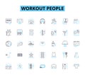 Workout people linear icons set. Fitness, Athletes, Gym-goers, Training, Exercise, Fitness enthusiasts, Sweat line Royalty Free Stock Photo