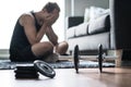 Workout problem, stress in fitness or too much training Royalty Free Stock Photo