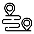 Workout senior running route icon, outline style