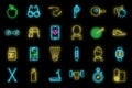 Workout seniors activity icons set vector neon Royalty Free Stock Photo