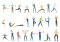 Workout seniors icons set, cartoon style Royalty Free Stock Photo