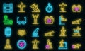 Workout seniors icons set vector neon Royalty Free Stock Photo