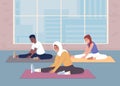 Workout in sport club flat color vector illustration