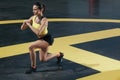 Workout. Sport woman doing leg exercise outdoors at fitness gym Royalty Free Stock Photo