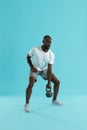 Workout. Sports man doing kettlebell exercise training Royalty Free Stock Photo