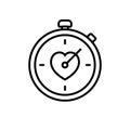 Workout stopwatch icon. stopwatch with love symbol. simple monoline graphic