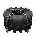 Tractor tire chains wrapped Royalty Free Stock Photo