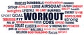 Workout word cloud concept text is outline Royalty Free Stock Photo