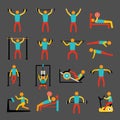 Workout training icons set