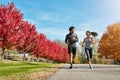 These workouts are so worth it. a sporty young couple exercising together outdoors. Royalty Free Stock Photo