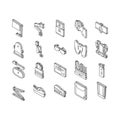 Workplace Accessories And Tools isometric icons set vector Royalty Free Stock Photo