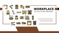 Workplace Accessories And Tools Landing Header Vector