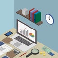 Workplace accountant, financier, businessman Vector isometric