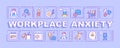 Workplace anxiety word concepts purple banner