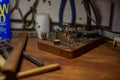 The workplace of the artisan which are his tools. Royalty Free Stock Photo