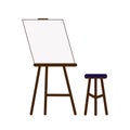 The workplace of the artist. Easel and stool.