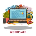Workplace concept in flat style. Modern design for web banners, web sites, infographic