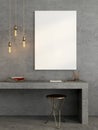 Workplace in a concrete design with brass decor