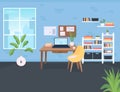 Workplace for corporate employee flat color vector illustration
