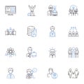 Workplace cronies line icons collection. Nepotism, Favoritism, Cliques, Cozy, Insider, Patronage, Affinity vector and