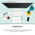 Workplace Design. Motivation quote. Vector flat illustration.