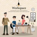 Workplace of the designer. Design of modern home office .Teamwork are brainstorm for business.