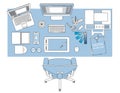 Workplace of designer with devices for work,Flat designed banner